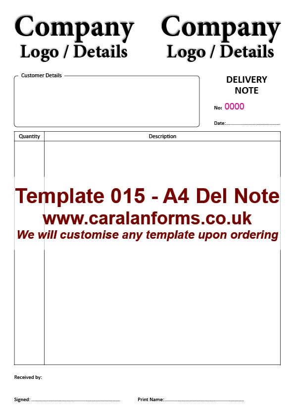 Delivery Note A4 015