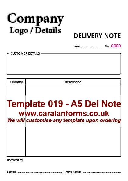 Delivery A5 Note 019