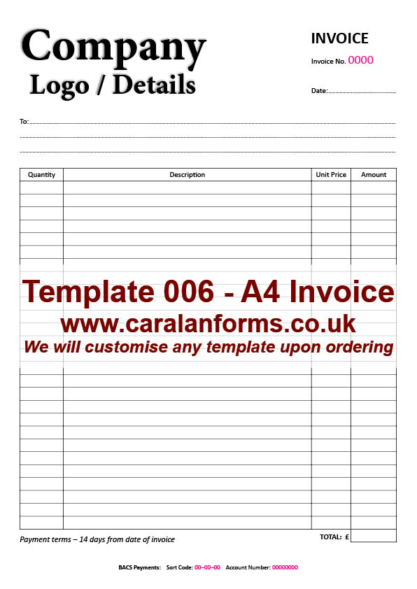 Invoice A4 006