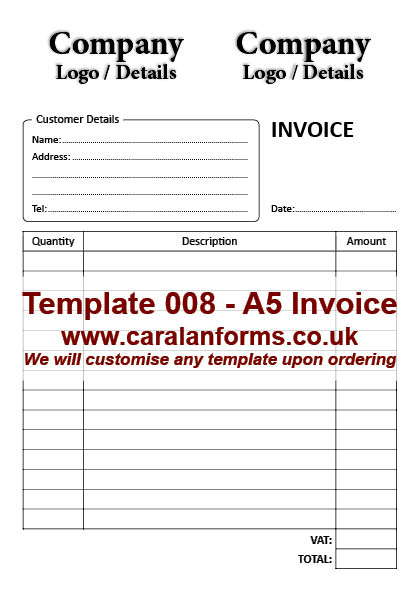 Invoice A5 008