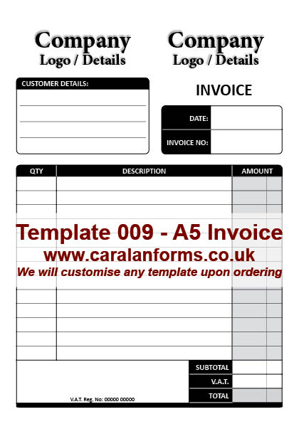 Invoice A5 009