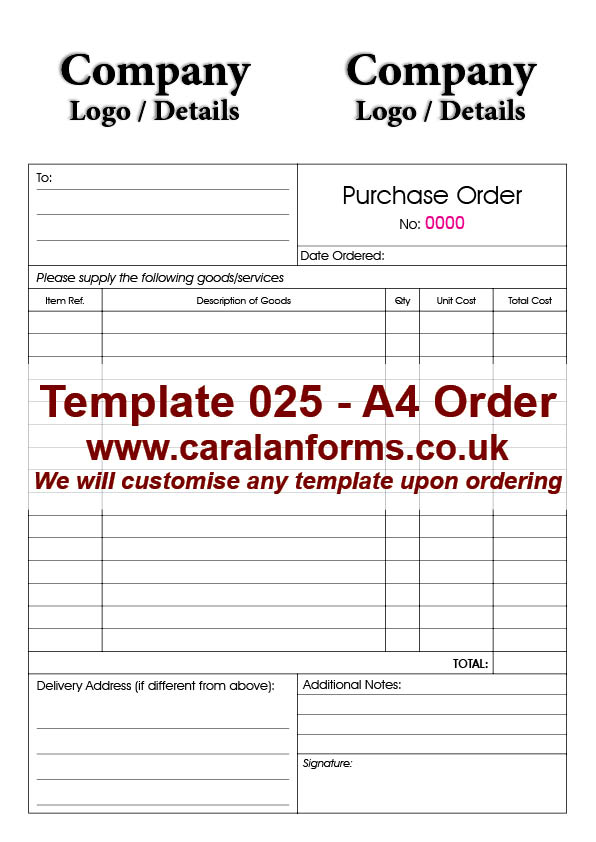 Purchase Order A4 025